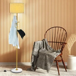Tangkula Floor Lamp with Coat Rack, Freestanding Lamp with 5 Hooks & Foot Switch