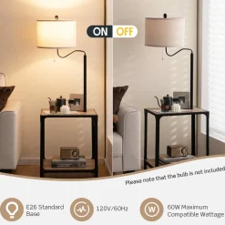 Tangkula Floor Lamp with End Table and USB Charging Ports