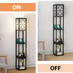 Tangkula Floor Lamp with Shelves and Drawer