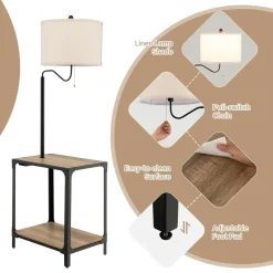 Tangkula Floor Lamp with End Table and USB Charging Ports