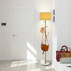 Tangkula Floor Lamp with Coat Rack, Freestanding Lamp with 5 Hooks & Foot Switch