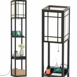 Tangkula Floor Lamp with Shelves and Drawer