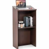 Tangkula Floor Standing Podium, Wooden Speaking Lectern with Adjustable Shelf