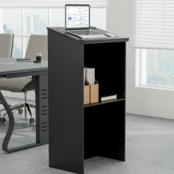 Tangkula Floor Standing Podium, Wooden Speaking Lectern with Adjustable Shelf