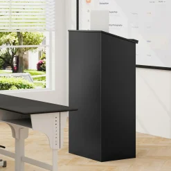 Tangkula Floor Standing Podium, Wooden Speaking Lectern with Adjustable Shelf