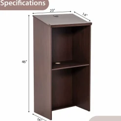 Tangkula Floor Standing Podium, Wooden Speaking Lectern with Adjustable Shelf