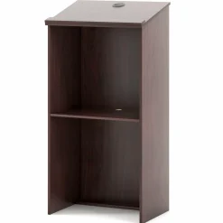 Tangkula Floor Standing Podium, Wooden Speaking Lectern with Adjustable Shelf