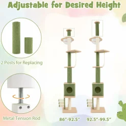 Tangkula Floor to Ceiling Cat Tree, 5 Tier Tall Cat Tower with 86