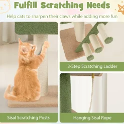 Tangkula Floor to Ceiling Cat Tree, 5 Tier Tall Cat Tower with 86