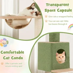Tangkula Floor to Ceiling Cat Tree, 5 Tier Tall Cat Tower with 86