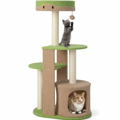 Tangkula Flower Cat Tree for Indoor Large Cats (Green & Brown)