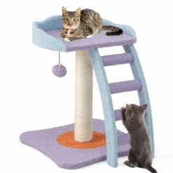 Tangkula Flower Cat Tree, Cute Cat Tower (Purple & Blue)