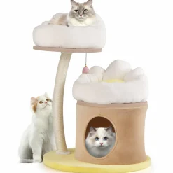 Tangkula Flower Cat Tree, 33 Inch Cute Cat Tower with Sisal Scratching Post, Washable Padded Top Perch