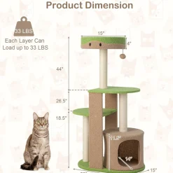 Tangkula Flower Cat Tree for Indoor Large Cats (Green & Brown)