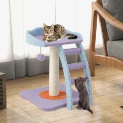 Tangkula Flower Cat Tree, Cute Cat Tower (Purple & Blue)