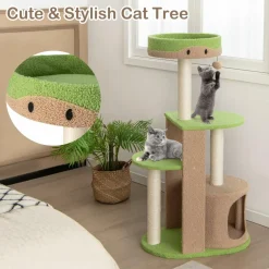Tangkula Flower Cat Tree for Indoor Large Cats (Green & Brown)