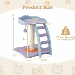 Tangkula Flower Cat Tree, Cute Cat Tower (Purple & Blue)