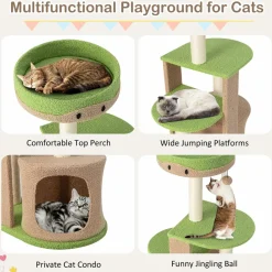 Tangkula Flower Cat Tree for Indoor Large Cats (Green & Brown)