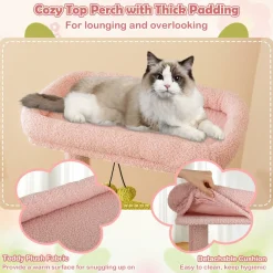 Tangkula Flower Cat Tree, 58 Inch Tall Cat Tower with Plush Padded Top Perch