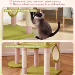 Tangkula Flower Cat Tree, 58 Inch Tall Cat Tower with Plush Padded Top Perch