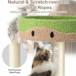 Tangkula Flower Cat Tree for Indoor Large Cats (Green & Brown)