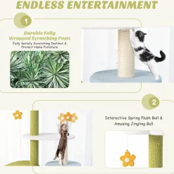 Tangkula Flower Cat Tree for Indoor Cats (Green & Blue)