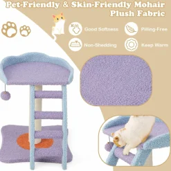 Tangkula Flower Cat Tree, Cute Cat Tower (Purple & Blue)