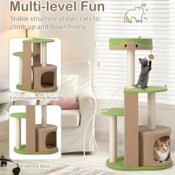 Tangkula Flower Cat Tree for Indoor Large Cats (Green & Brown)