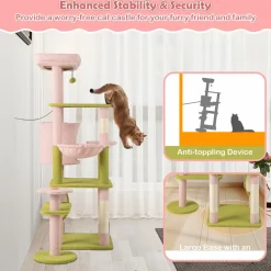 Tangkula Flower Cat Tree, 58 Inch Tall Cat Tower with Plush Padded Top Perch