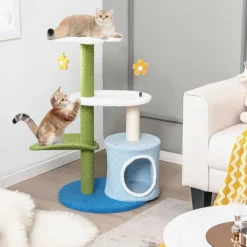 Tangkula Flower Cat Tree for Indoor Cats (Green & Blue)