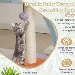 Tangkula Flower Cat Tree, Cute Cat Tower (Purple & Blue)