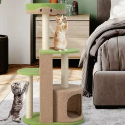 Tangkula Flower Cat Tree for Indoor Large Cats (Green & Brown)