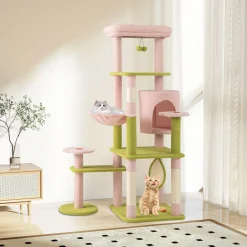 Tangkula Flower Cat Tree, 58 Inch Tall Cat Tower with Plush Padded Top Perch