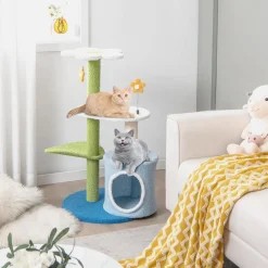Tangkula Flower Cat Tree for Indoor Cats (Green & Blue)