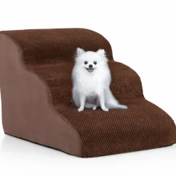 Tangkula Foam Dog Stairs for High Beds, Extra Wide & Deep Pet Ramp
