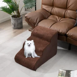 Tangkula Foam Dog Stairs for High Beds, Extra Wide & Deep Pet Ramp