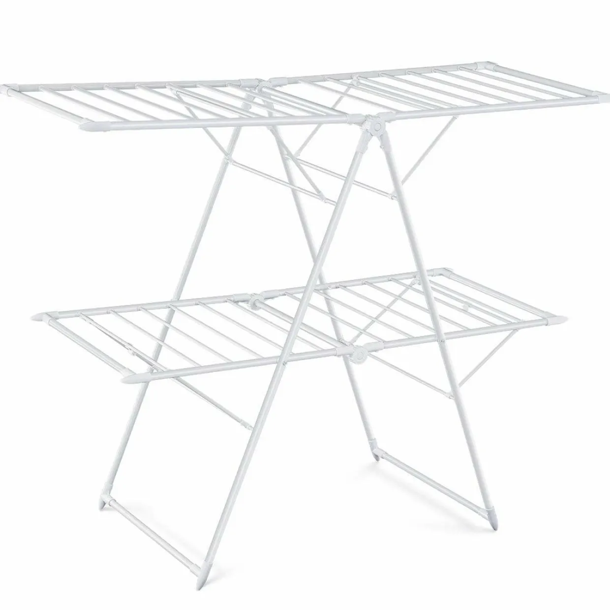 Tangkula Foldable Clothes Drying Rack, Garment Drying Hanger with Adjustable Gullwing
