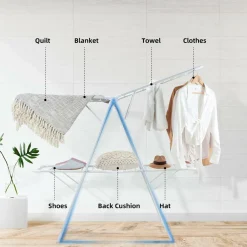 Tangkula Foldable Clothes Drying Rack, Garment Drying Hanger with Adjustable Gullwing