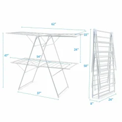 Tangkula Foldable Clothes Drying Rack, Garment Drying Hanger with Adjustable Gullwing
