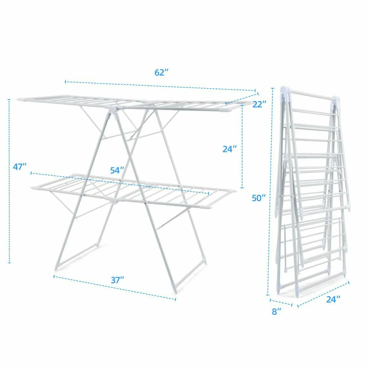 Tangkula Foldable Clothes Drying Rack, Garment Drying Hanger with Adjustable Gullwing
