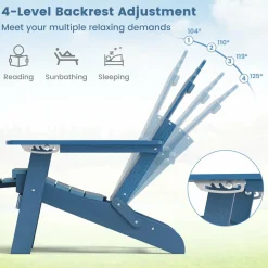 Tangkula Folding Adirondack Chair, All-Weather HIPS Lounge Chair w/Retractable Footrest & Adjustable Backrest