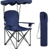 Tangkula Folding Camping Chair, Lightweight Portable Camp Lawn Chair with Adjustable Shade Canopy