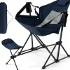 Tangkula Folding Camping Chair, Portable Camp Chair with Retractable Footrest