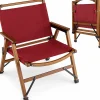 Tangkula Folding Camping Chair, Portable Low Back Beach Chair with Solid Bamboo Frame