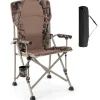 Tangkula Folding Camping Chair, Portable Camp Chair with Padded Seat, Cup Holder, Armrest, Heavy Duty Metal Frame
