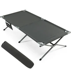 Tangkula Folding Camping Cot, Foldable Sleeping Cot with Side Storage Pocket with Carry Bag