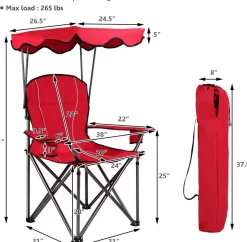Tangkula Folding Camping Chair, Lightweight Portable Camp Lawn Chair with Adjustable Shade Canopy