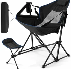 Tangkula Folding Camping Chair, Portable Camp Chair with Retractable Footrest