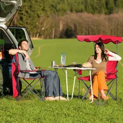 Tangkula Folding Camping Chair, Lightweight Portable Camp Lawn Chair with Adjustable Shade Canopy