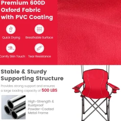 Tangkula Folding Camping Chair, Lightweight Portable Camp Lawn Chair with Adjustable Shade Canopy